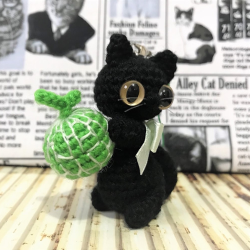 黒猫の桜ハート♡キーホルダー・ストラップ・ボールチェーン