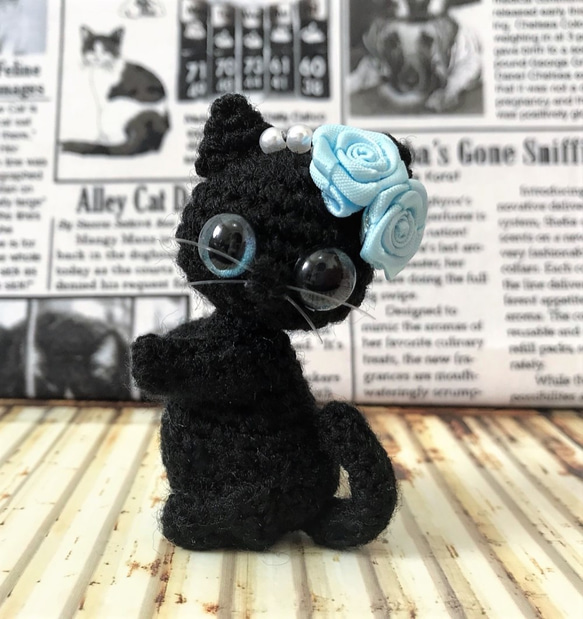 薔薇黒猫ちゃん♡ペア*編みぐるみ 2枚目の画像