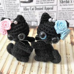 薔薇黒猫ちゃん♡ペア*編みぐるみ 5枚目の画像
