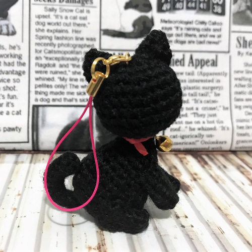 黒猫ストラップ*あみぐるみ♡キーホルダー・ストラップ・ボール
