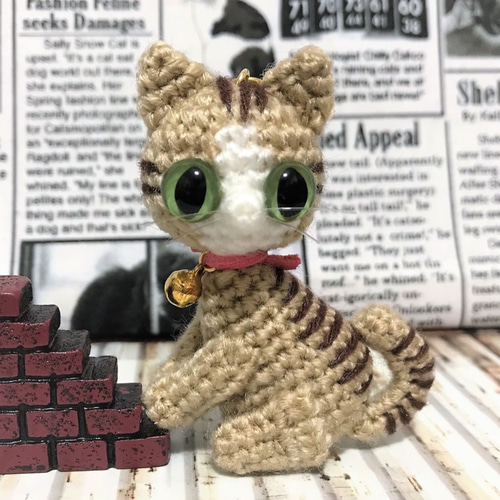 茶トラ猫ストラップ*あみぐるみ♡キーホルダー・ストラップ 茶トラ猫ストラップ*あみぐるみ♡キーホルダー・ストラップ
