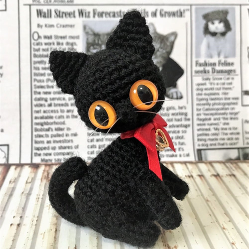 黒猫*手乗りサイズ☆あみぐるみ☆受注製作品 あみぐるみ 黒猫*手乗りサイズ☆あみぐるみ☆受注製作品 あみぐるみ