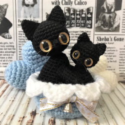 送料無料】クリスマス☆黒猫セット♪あみぐるみ☆受注製作品