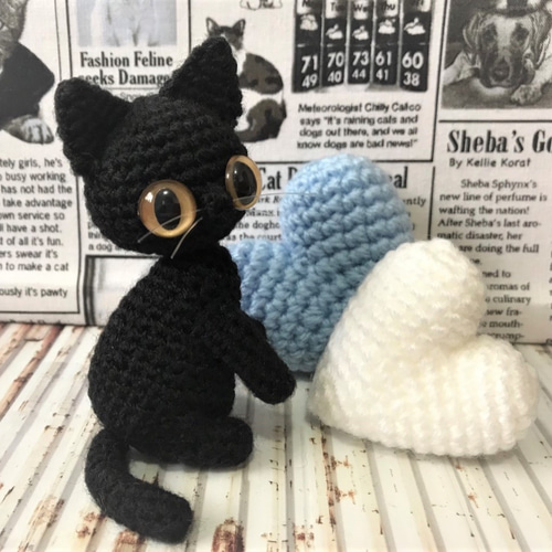 送料無料】クリスマス☆黒猫セット♪あみぐるみ☆受注製作品
