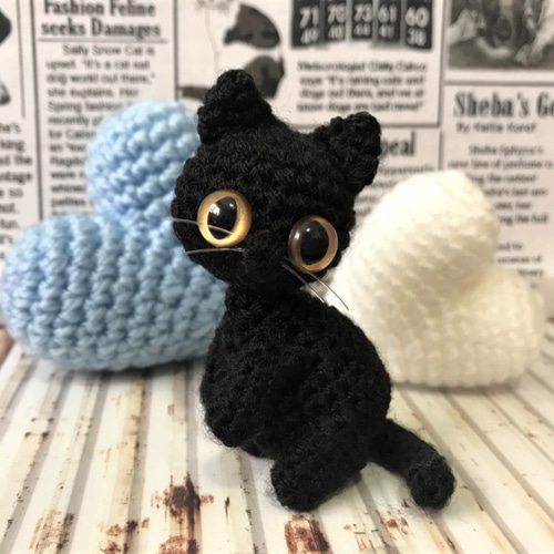 送料無料】クリスマス☆黒猫セット♪あみぐるみ☆受注製作品