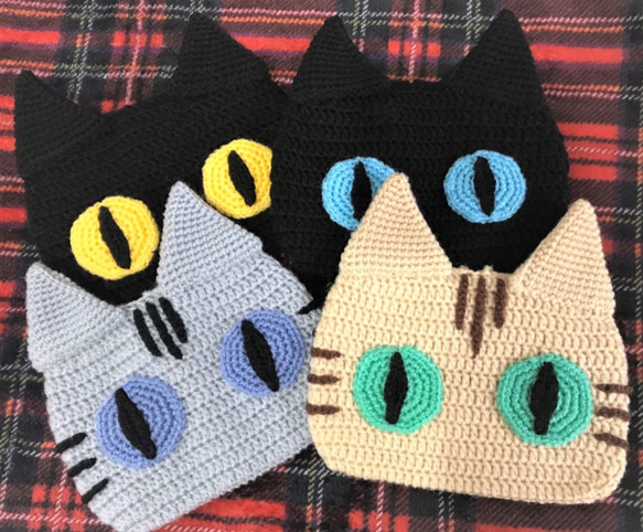 【送料無料】手編み猫のポケット*ティッシュケース☆受注製作品 3枚目の画像