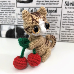 茶トラ猫＊さくらんぼあみぐるみ♡キーホルダー・ストラップ・ボール