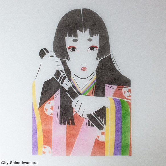 日本紙燈“公主”手繪LED的Andon 第3張的照片