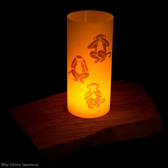 日本紙燈“三只猴子”手繪LED的Andon 第7張的照片