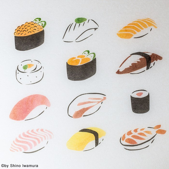 和紙ランプ「寿司」手描きLEDあんどん 3枚目の画像
