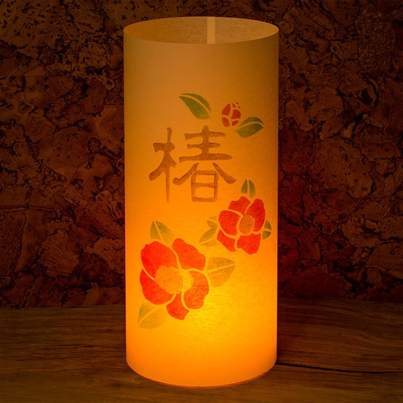 日本紙燈“山茶花”手繪LED的Andon 第2張的照片
