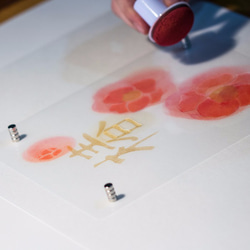 日本紙燈“山茶花”手繪LED的Andon 第6張的照片