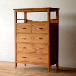 【ビンテージ木製4段チェスト】総無垢材×蜜蝋×金属取手 引き出し収納 chinese-drawers-chest-