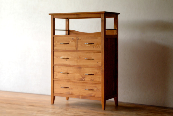 飾り棚チェスト_幅70cm高さ98cm_アンティーク風_4段桐引き出し