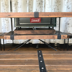 バーベキューテーブルセット （テーブル×1、ベンチ×２）アイアン&ウッド 9枚目の画像