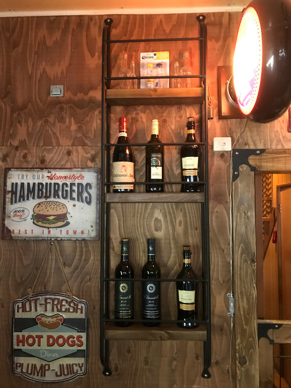 アイアン&ウッド　壁掛け棚・ウォールラック・ボトルラック・ウォールシェルフ （450mm×1500mm×125mm）