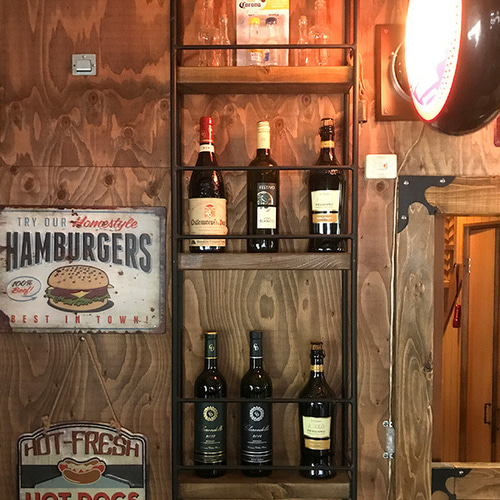 アイアン&ウッド 壁掛け棚・ウォールラック・ボトルラック・ウォール