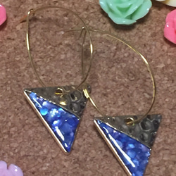 全900円均一⭐︎大人のブルーシェル▲ピアス 3枚目の画像