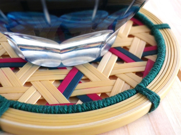 竹編みコースター　鉄線編み・ウレタン仕上げ 3枚目の画像