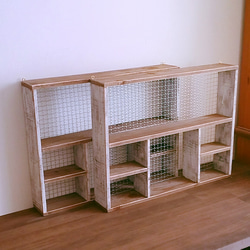 送料込】☆カントリー風 マルチミニラック(アクア) 棚・シェルフ