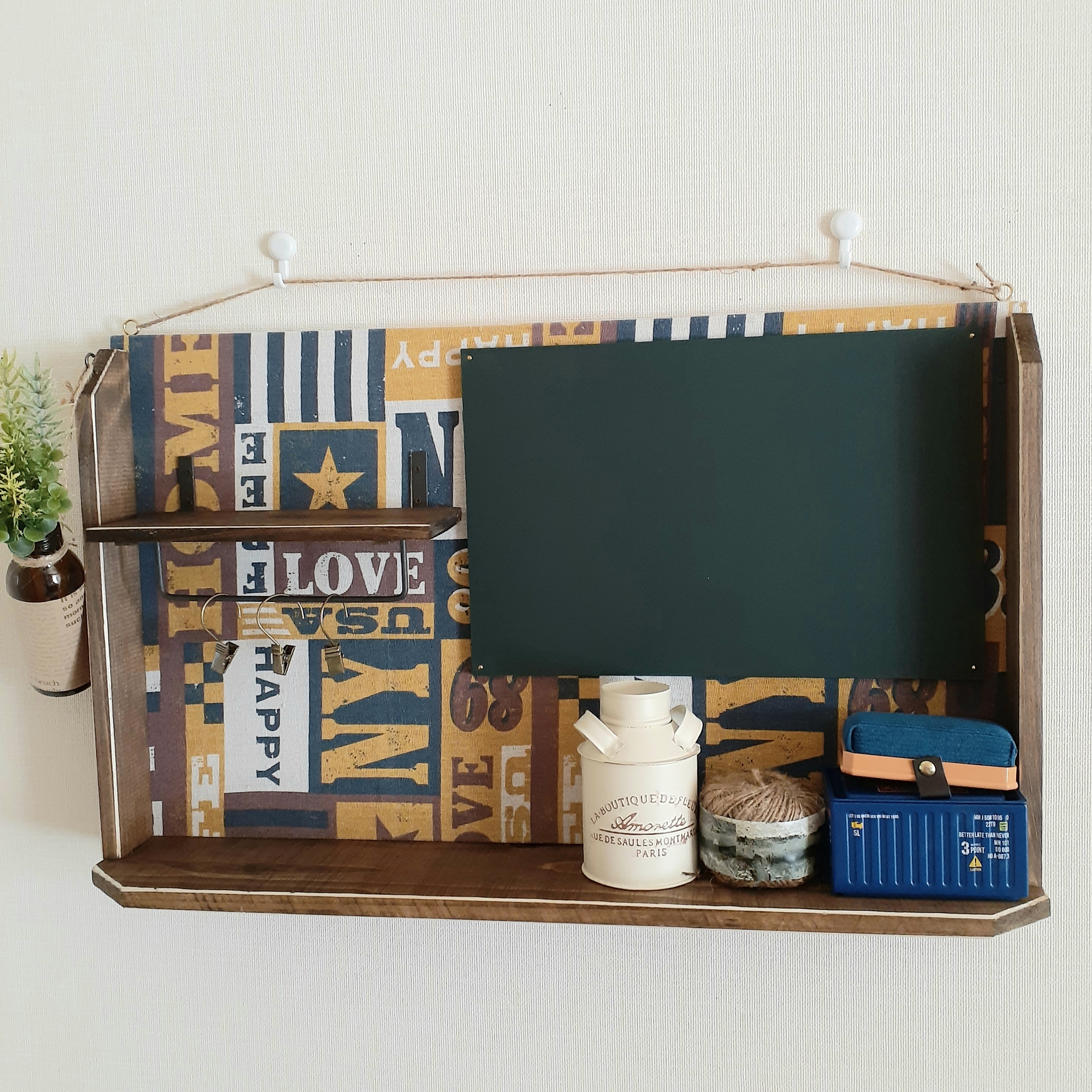 【送料込】☆ブルックリン風　ミニ黒板付インテリアボードA