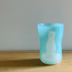 海cup シロクマ　グレイシャーブルー　グラス　ビアグラス 1枚目の画像