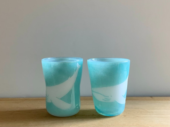 海cup クジラの親子　グレイシャーブルー　グラス　ビアグラス 9枚目の画像