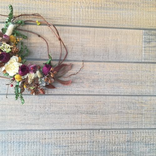 送料無料）ドライフラワーリース ラナンキュラスと、 ドライフラワー