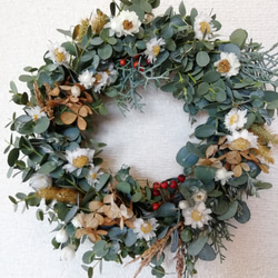 送料無料)ドライフラワーリース＊ユーカリと、 ドライフラワー m-w