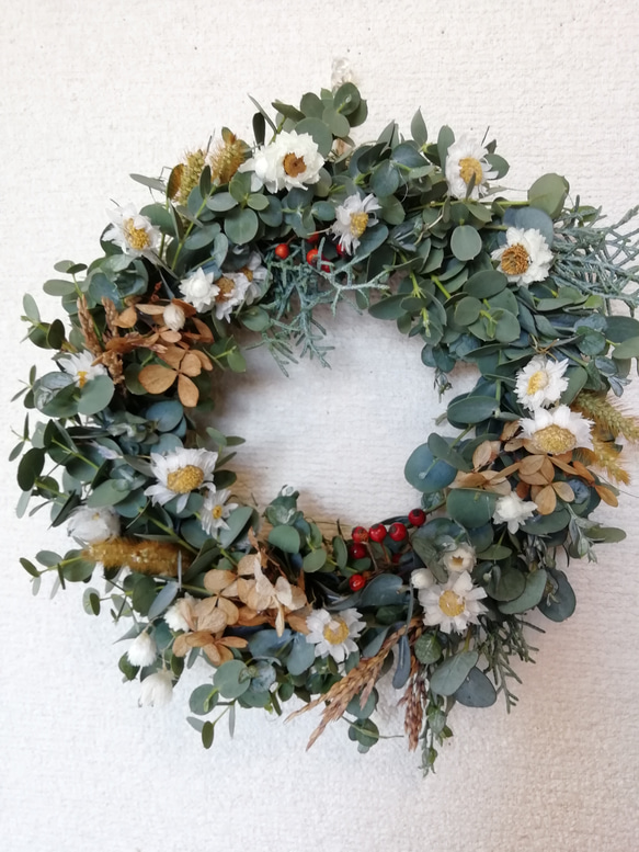 送料無料)ドライフラワーリース＊ユーカリと、 ドライフラワー m-w