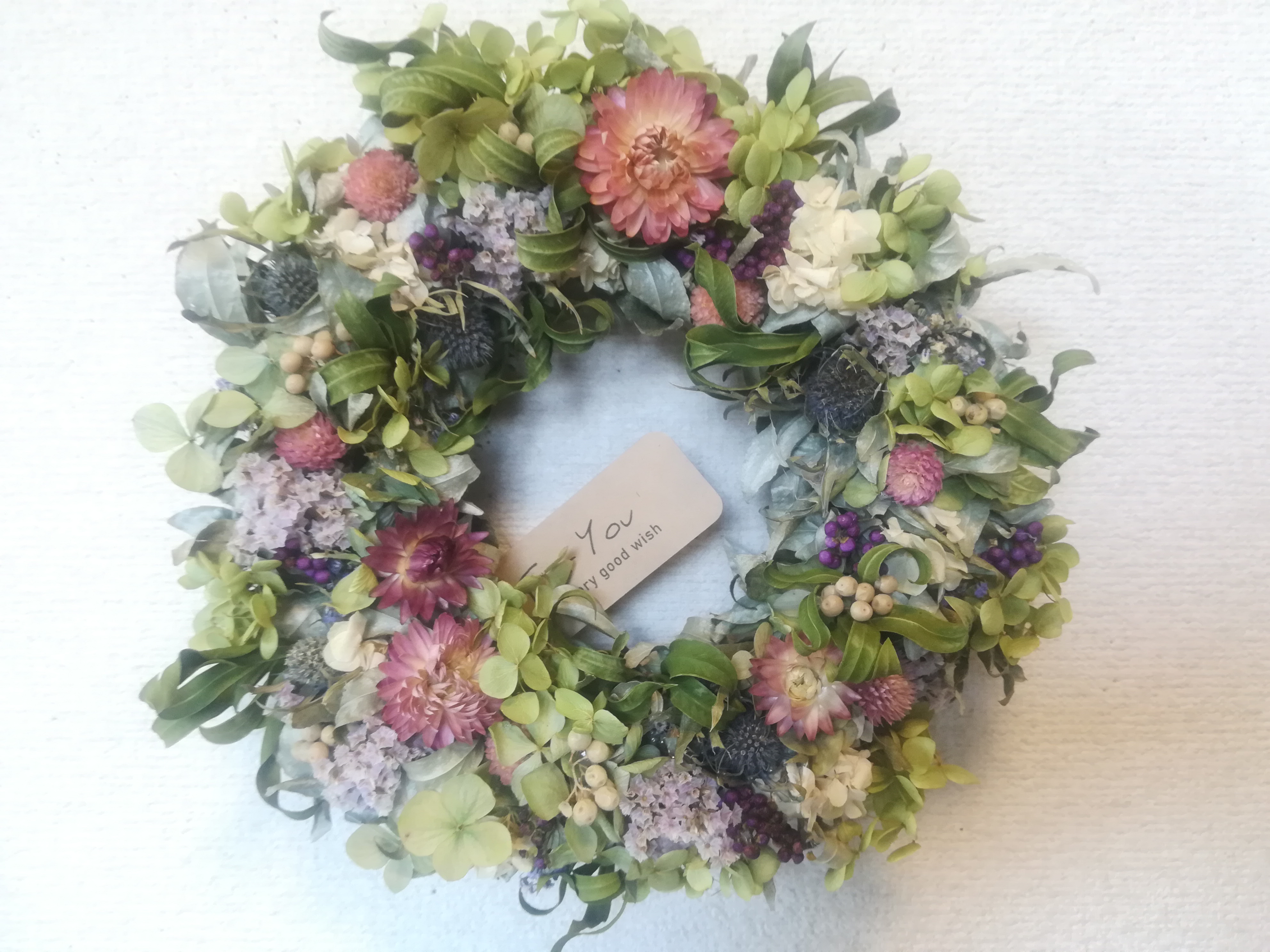 アナベルのまあるいリース☆ドライフラワーリース 送料無料）ドライフラワーリース アンティークなアナベルと