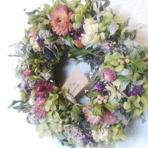 送料無料）ドライフラワーリース アンティークなアナベルと、 ドライ