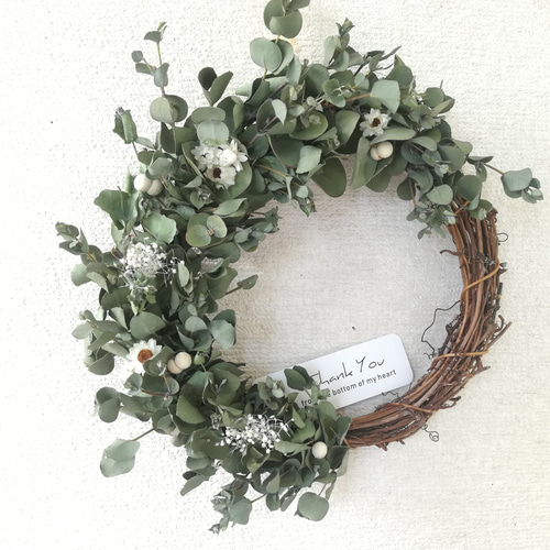 送料無料）ドライフラワーリース ユーカリと、 ドライフラワー m-w