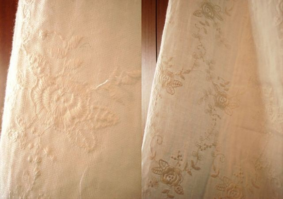 シンプルミニキャミ★バラ刺繍 綿Wガーゼ オフ白 3枚目の画像