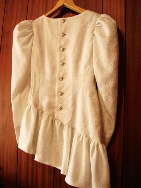 [特別出品]裏付フォーマルチュニックドレス★白 マトンスリーブ