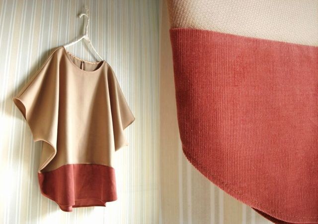 ウールゆるPO★ベージュ&シャツコールピンクレンガ 6,021円