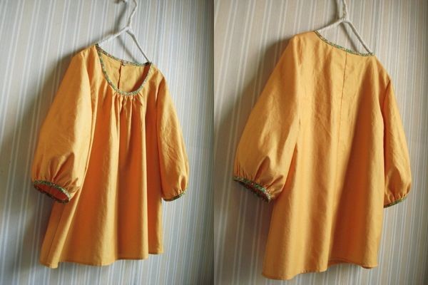山吹色のプルオーバーブラウス★コットン /GR