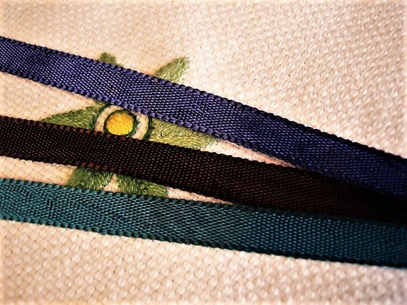 10m★MOKUBA リボン 巾8mm 3色から選択可 茶/青/緑 3枚目の画像