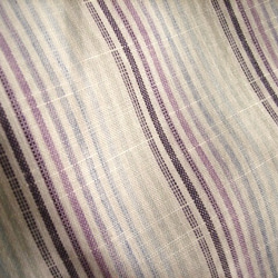 裾フランス製レースノースリーブBL★紫陽花ストライプ 綿麻 4枚目の画像