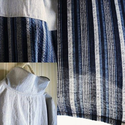 ルーズ襟チュニックＯＰ★ブルー系綿ストライプ2種 3枚目の画像