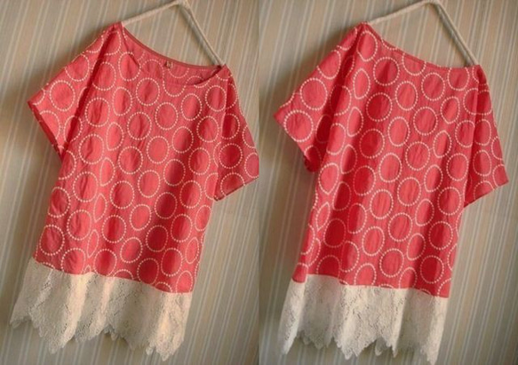 裾レースドルマン袖ＰＯブラウス★マカロンカラー星刺繍 送料164円 1枚目の画像
