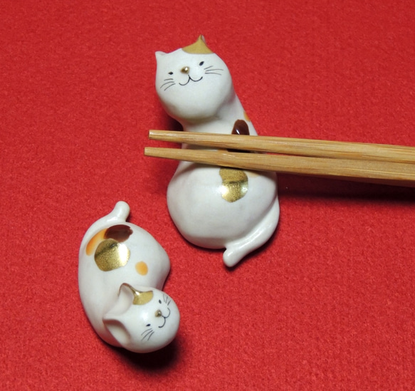 【再販】金澤猫箸置き 寄り添いペア「親子」　※現品のみ 1枚目の画像