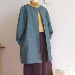 紬のコート青灰色 1枚目の画像