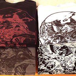 狼の涙／シルクスクリーンTシャツ（白Tタイプ：XL） 2枚目の画像