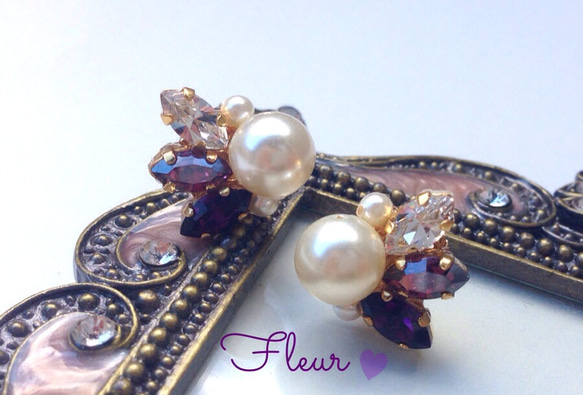 bijou&pearl(Radiant Orchid)ピアス 1枚目の画像