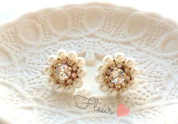 fleur pearl&bijou(crystal)ピアス 1枚目の画像