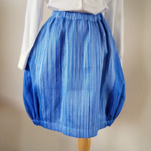ﾊﾞﾙｰﾝ タイhandmadeシルクストライプ 瑠璃青系 裏地+生地補強