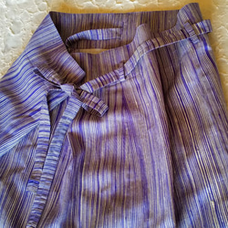 タイhandmadeシルク  筒形巻きスカート パープル/ベージュ系 5枚目の画像