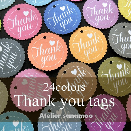 24色セット：Thank youタグ（ミニサイズ24枚入り）※シールにご変更可能  