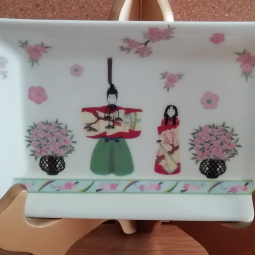ひな祭りに♪ポーセラーツのお雛様プレート♪ 小皿 Atelier Feuille